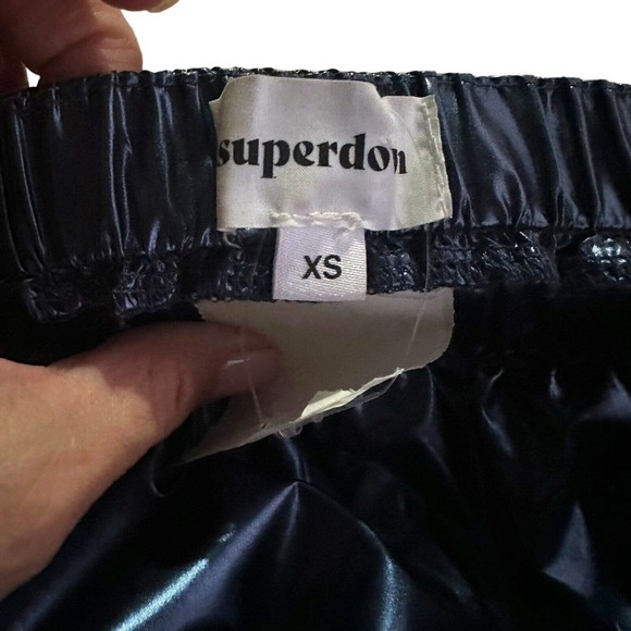 Superdown Lani Metallic Blue Strapless Jumpsuit Festival Boho Night Out Sz XS - Picture 12 of 16